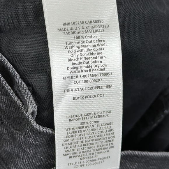 Current Elliott Black Polka Dot High Rise Vintage Cropped Slim Jeans Size 30 NWT - Picture 7 of 7